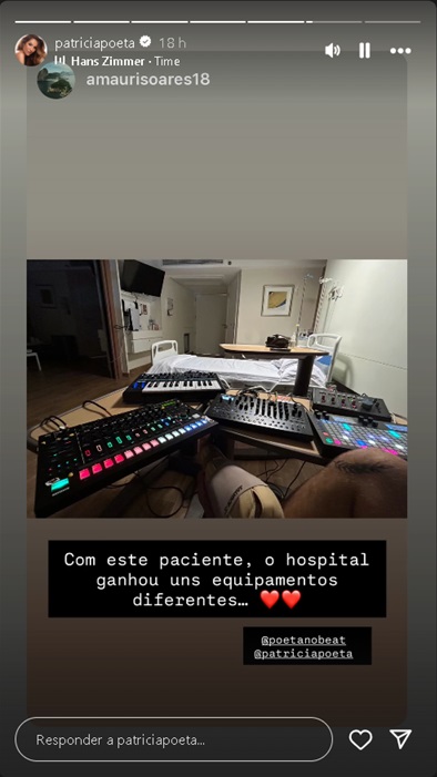 Patrícia Poeta mostra recuperação do filho no hospital – Foto: Reprodução/Instagram @patriciapoeta