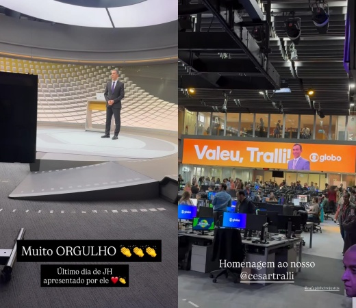 Ticiane Pinheiro acompanha despedida de César Tralli 
