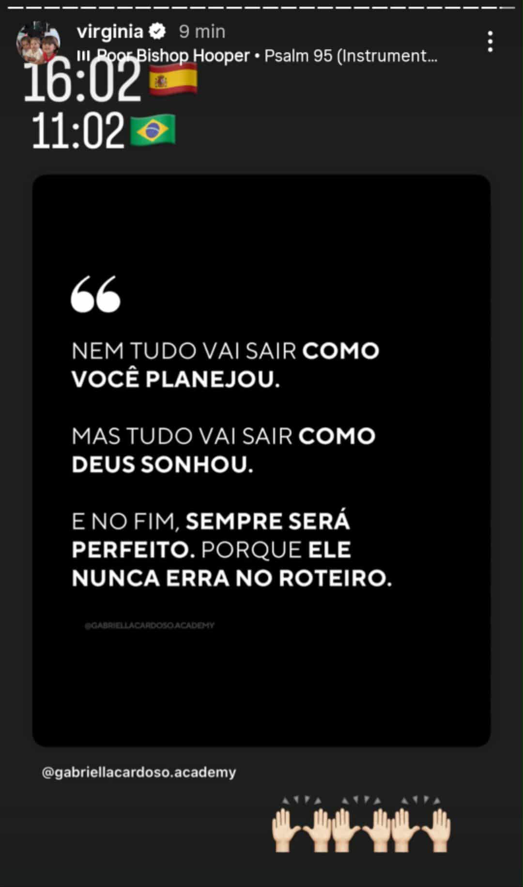 Virginia posta reflexão sobre planejar o futuro