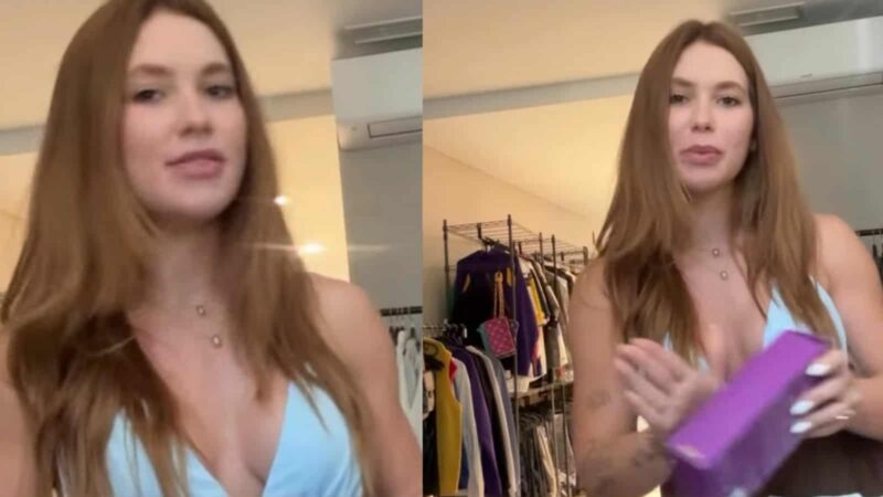 Em Madri pela 3ª vez, Virginia se grava em quarto com roupas masculinas