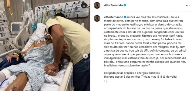 Vittor Fernando se manifesta após ser baleado
