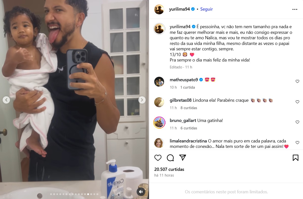 Yuri Lima homenageia a filha, Nala - Foto: Reprodução / Instagram @yurilima94
