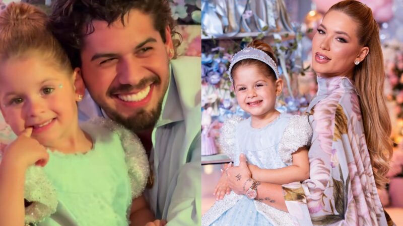 Zé Felipe e Virginia posam juntos no aniversário de Maria Flor