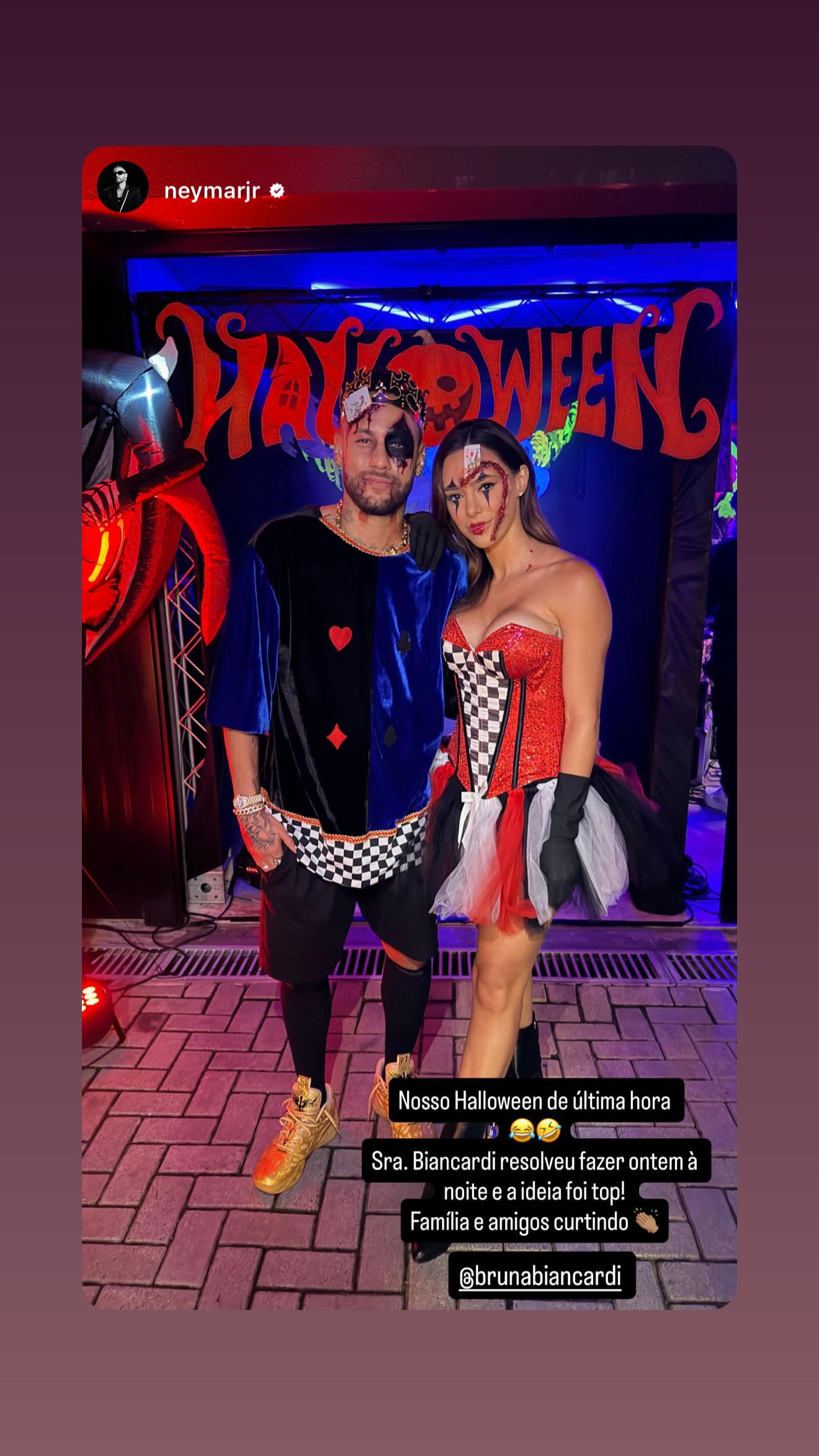 Neymar e Bruna Biancardi curtem Halloween — Foto: Reprodução/Instagram