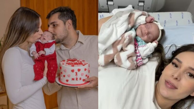 Influenciadora Gabriella Jacinto desabafa sobre estado da filha de dois meses na UTI: ‘A cada minuto’