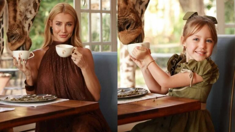 Ana Paula Siebert e Vicky Justus tomam café com girafas; veja como foi a experiência diferenciada
