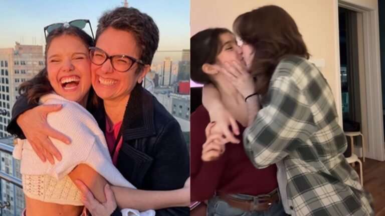 Filha de Sandra Annenberg mostra fantasia combinando e beija a namorada em novo vídeo