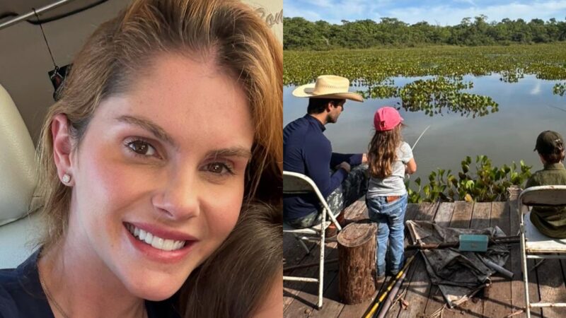 Bárbara Evans aproveita férias com a família em meio à natureza