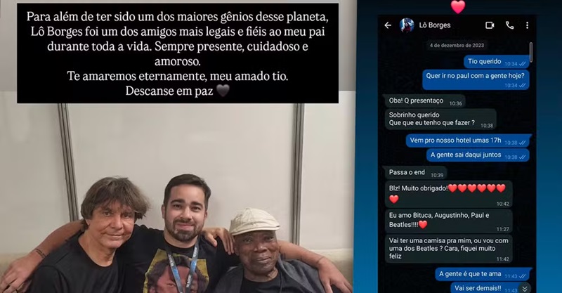 Filho de Milton Nascimento posta registro do pai com Lô Borges em show — Foto: Instagram