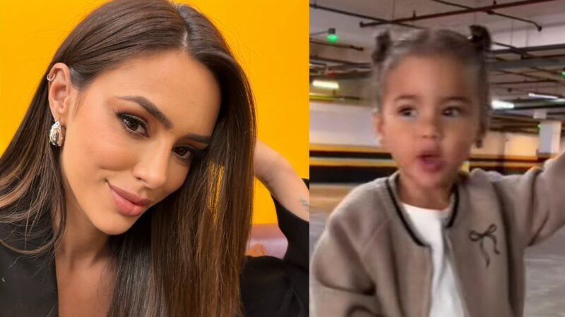 Filha de Bruna Biancardi surge com look estiloso durante passeio