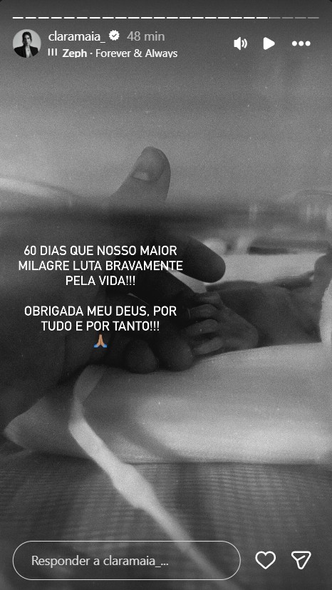 Clara Maia fala sobre os 2 meses do parto prematuro dos gêmeos - Reprodução/Instagram @claramaia_ 