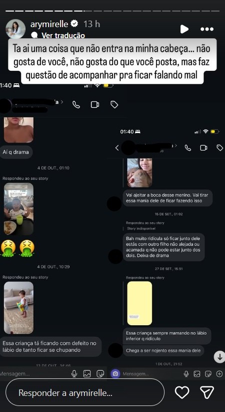 Ary Mirelle desabafa sobre comentários maldosos direcionados ao filho - Reprodução/Instagram @arymirelle 