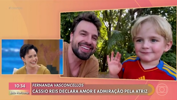 Fernanda Vasconcellos, Cássio Reis e o filho Romeu - Foto: Reprodução/Globo
