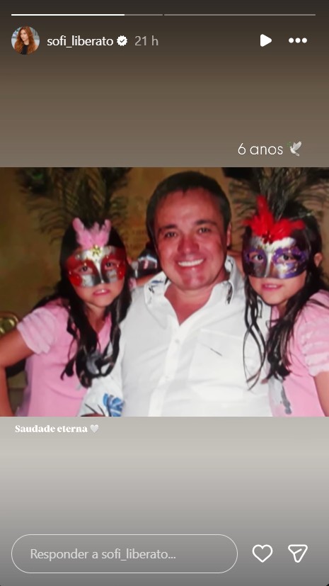 Sofia Liberato homenageia o pai, Gugu Liberato - Foto: Reprodução/Instagram @sofi_liberato 