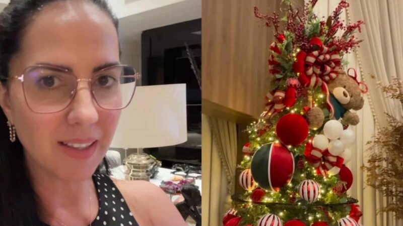 Graciele Lacerda mostra decoração de Natal de seu triplex