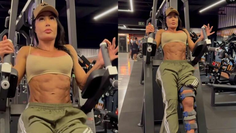 Gracyanne Barbosa mostra como está treinando após cirurgia na perna