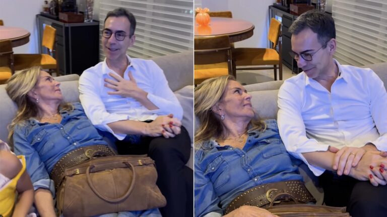 Cadê o Cesar Tralli? De folga do Jornal Nacional, ele curte noite com a sogra