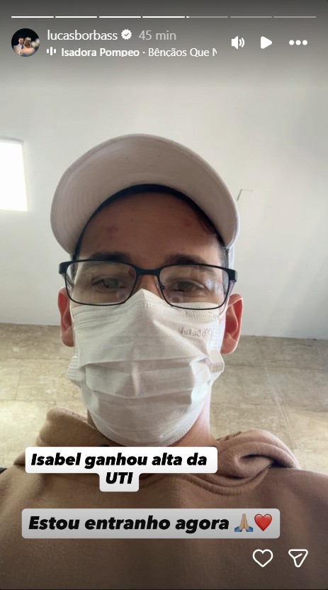 Marido de Isabel Veloso revela que influencer saiu da UTI - Reprodução/Instagram @lucasborbass