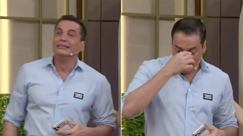 Leo Dias chora ao vivo na TV durante notícia da morte da mãe de Mel Maia