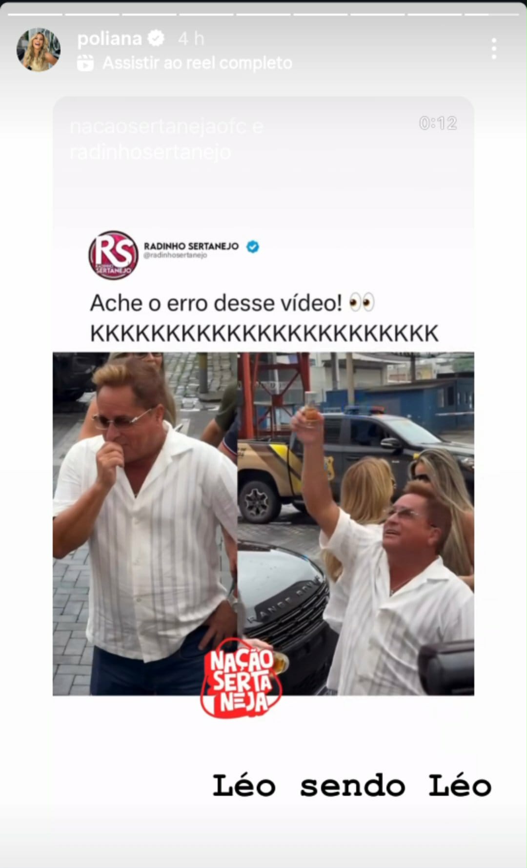 Leonardo gruda chiclete em carro