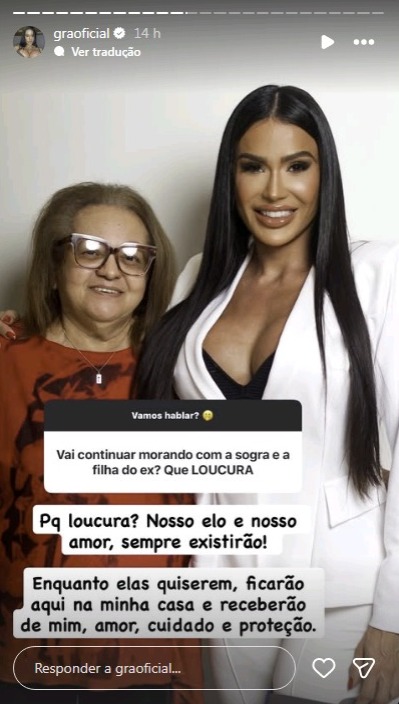 Gracyanne Barbosa e a mãe de Belo, dona Teresinha - Reprodução/Instagram @graoficial 