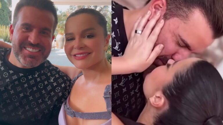 Maraisa e Fernando Mocó reatam o relacionamento e trocam beijo apaixonado em festa