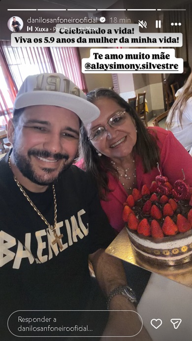 Danilo celebra aniversário da mãe - Foto: Reprodução/Instagram @margareth_serrao @danilosanfoneirooficial