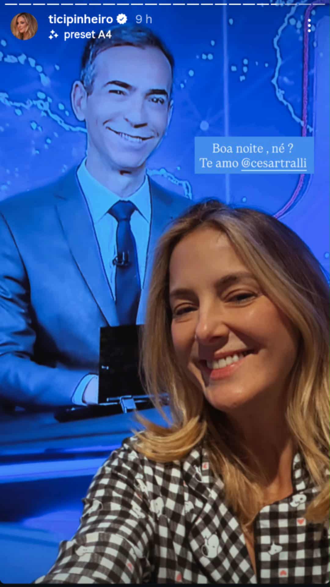 Ticiane Pinheiro brinca ao ver César Tralli no 'Jornal Nacional' - Foto: @ticipinheiro