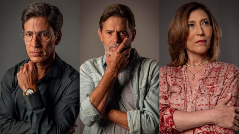 Jorge Trajano (Leonardo Bricio), Jarbas (Marcos Winter) e Glória Trajano (Beth Goulart) - Foto: Globo/ Fábio Rocha