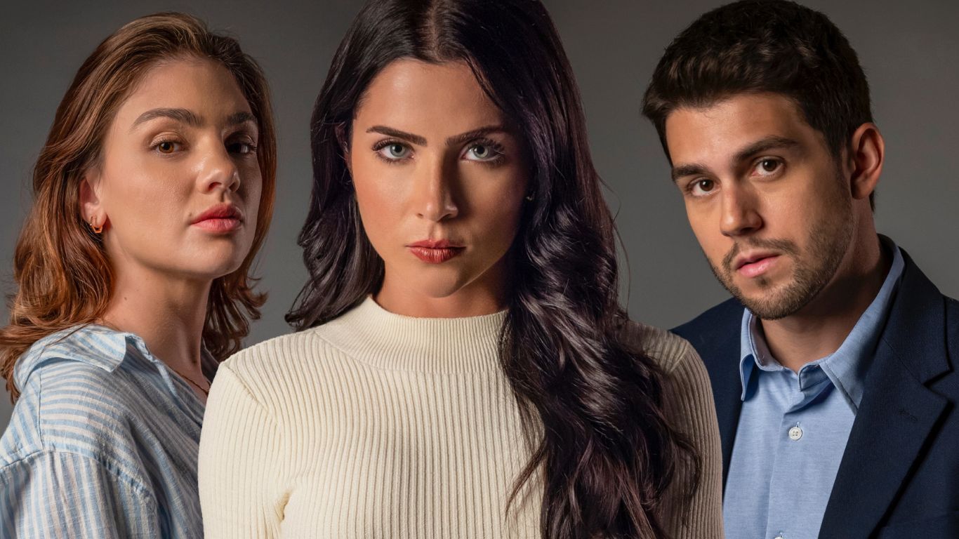 Paula Magalhães (Débora Ozório), Soaraia (Jade Picon) e Lucas Trajano (Daniel Rangel) - Foto: Globo / Fabio Rocha