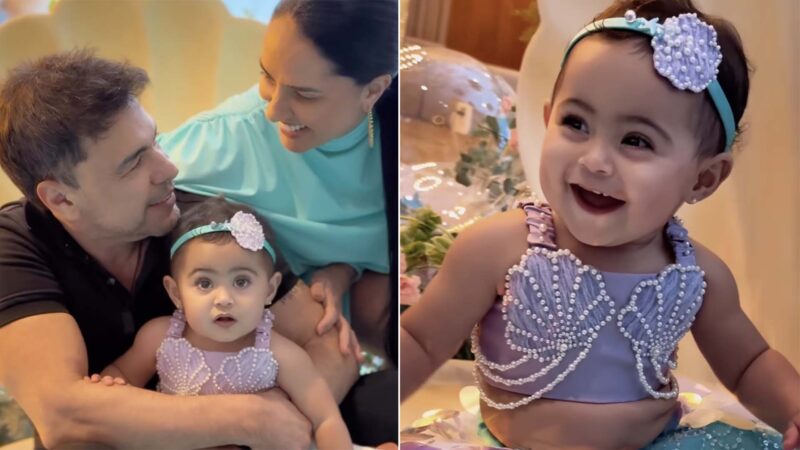 Filha caçula de Zezé Di Camargo se veste de sereia no último mêsversario