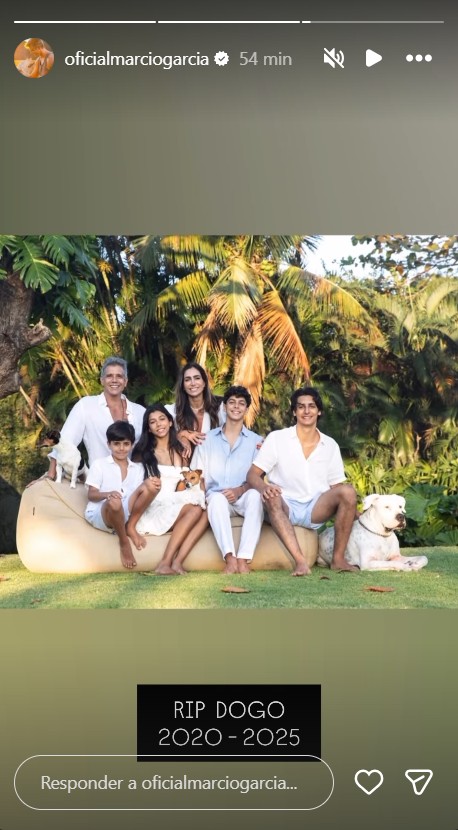 Márcio Garcia lamenta morte de Dogo, seu cachorro de estimação - Foto: Reprodução/Instagram @oficialmarciogarcia