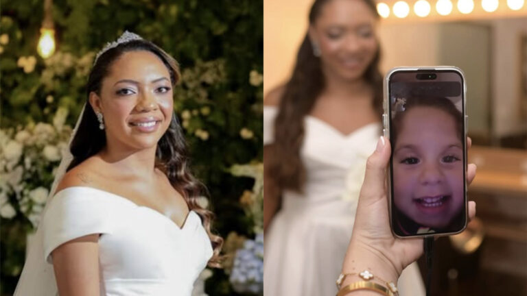 Babá de Maria Flor se casa com vestido de noiva que ganhou de Zé Felipe