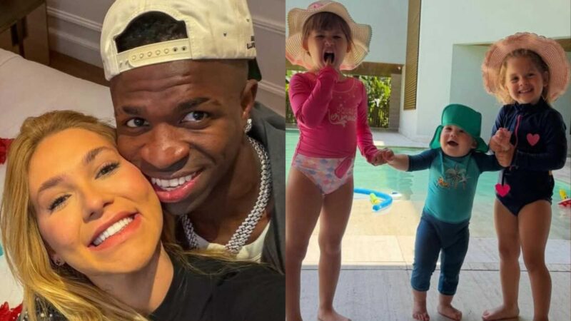 Filhos de Virginia curtem casa de Vini Jr.