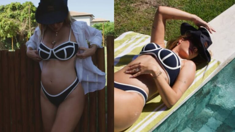 Grávida, Lore Improta exibe barrigão na piscina