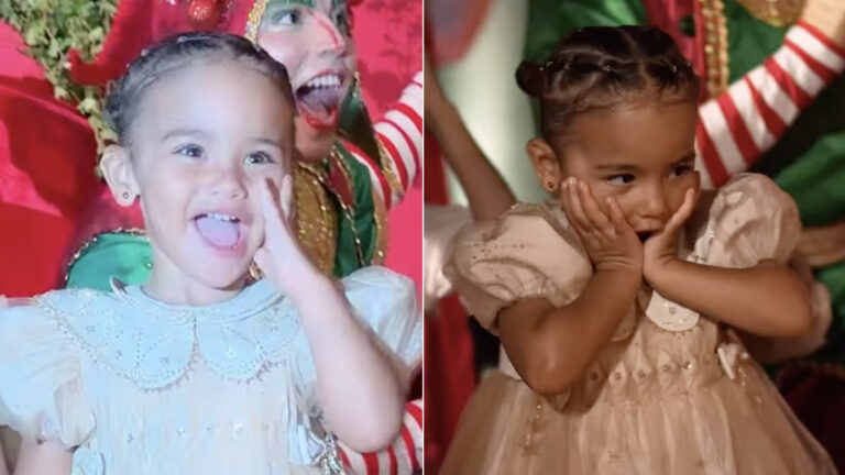 Mavie tem reação fofa ao abrir os presentes do Papai Noel. Veja o que ela ganhou