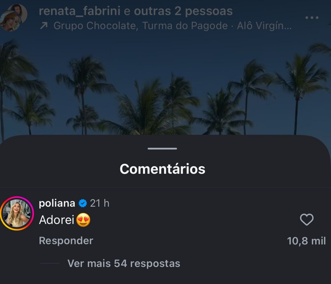 Comentário de Poliana Rocha em post no Instagram