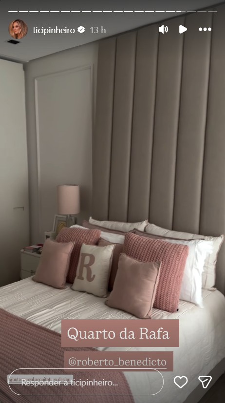 Quarto de Rafaella Justus passou por mudanças na decoração - Foto: Reprodução/Instagram @ticipinheiro 
