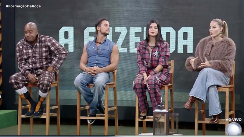 Toninho, Mesquita, Duda e Saory são indicados para a roça em A Fazenda 17 - Foto: Reprodução / Record