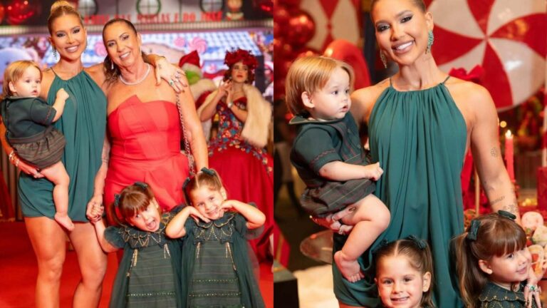 Virginia mostra fotos do Natal antecipado com os filhos e a mãe