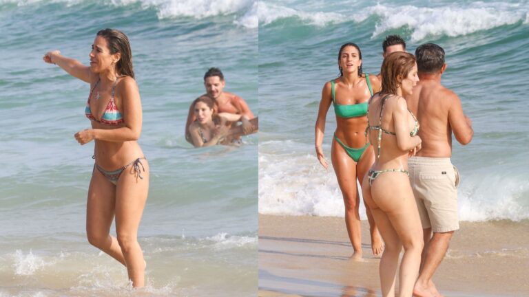 Wanessa Camargo e Manu Bahtidão aproveitam dia ensolarado em praia carioca