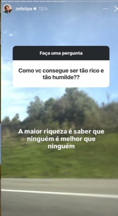 Storie de Zé Felipe no Instagram