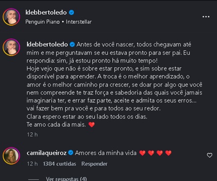 Comentário de Camila Queiroz - Foto: Instagram