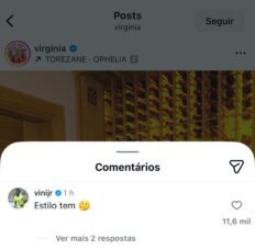 Virginia recebeu comentário de Vini Jr. na publicação - Foto: Reprodução/Instagram @virginia