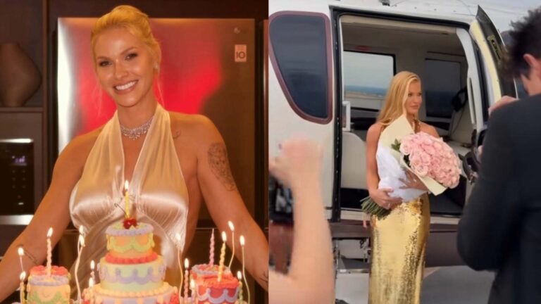 Helicóptero, flores, bolos e mais: veja como Andressa Suita comemorou seu aniversário