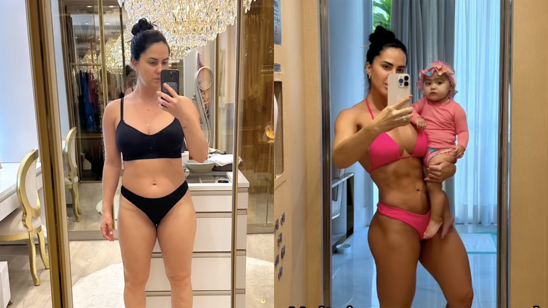 Antes e depois do corpo de Graciele Lacerda - Foto: Reprodução / Instagram