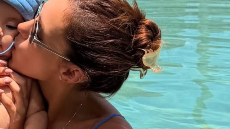 Bruna Biancardi aproveita lago da mansão de Neymar Jr com a filha caçula, Mel