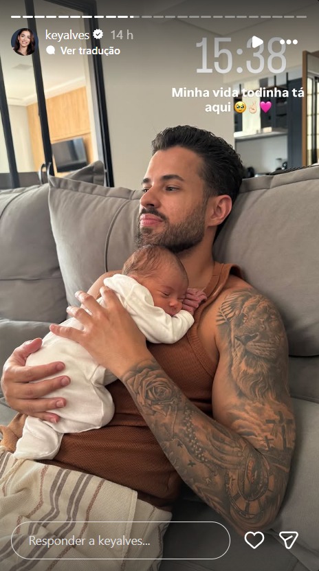 Bruno Rosa com a filha, Rosamaria - Foto: Reprodução / Instagram @keyalves
