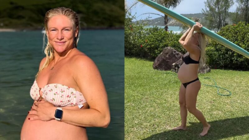 Grávida de 9 meses, Tati Weston-Webb fala sobre surfe no fim da gestação: “Está”