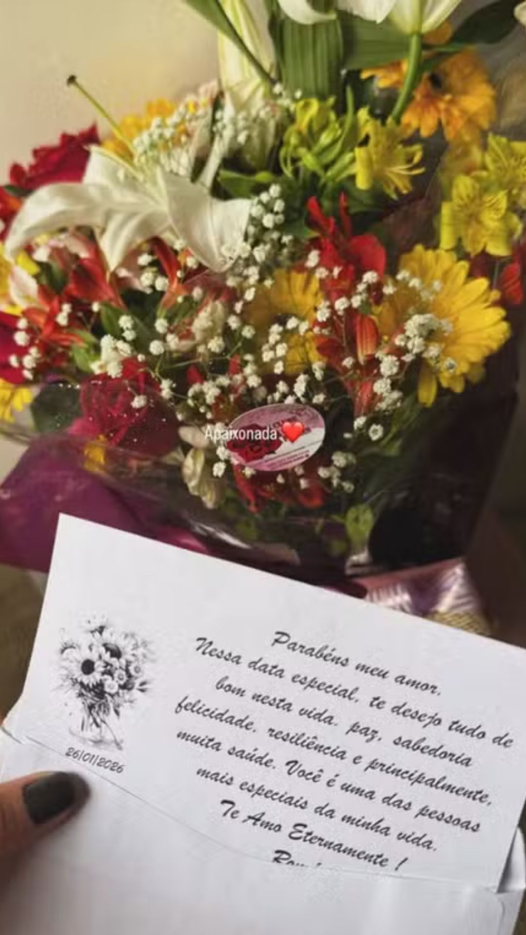 Carta de Romário para Alicya - Foto: Reprodução / Instagram